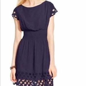 Navy blue eyelet dress